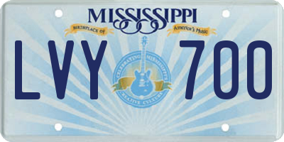 MS license plate LVY700