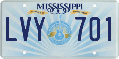 MS license plate LVY701