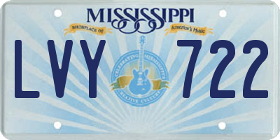 MS license plate LVY722