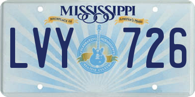 MS license plate LVY726