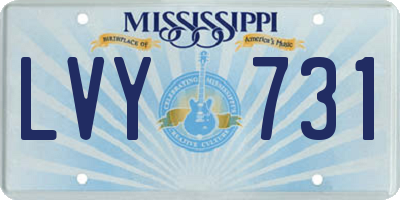 MS license plate LVY731