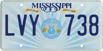 MS license plate LVY738