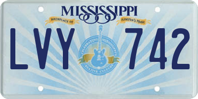 MS license plate LVY742