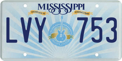 MS license plate LVY753