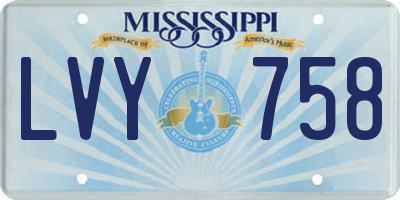 MS license plate LVY758