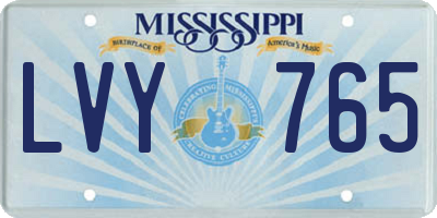 MS license plate LVY765
