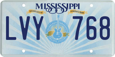 MS license plate LVY768
