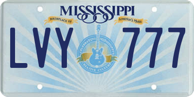 MS license plate LVY777