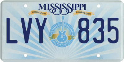 MS license plate LVY835