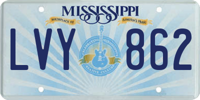 MS license plate LVY862