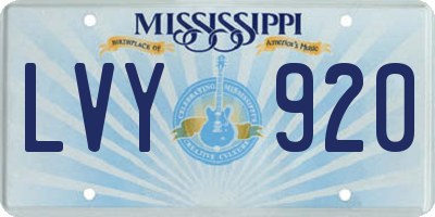 MS license plate LVY920