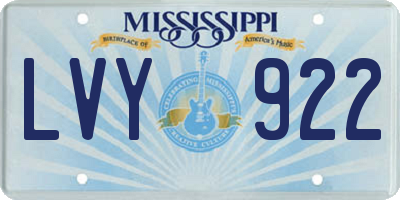 MS license plate LVY922