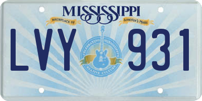 MS license plate LVY931