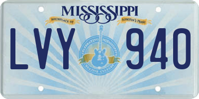 MS license plate LVY940