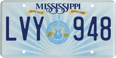 MS license plate LVY948