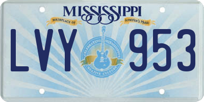 MS license plate LVY953
