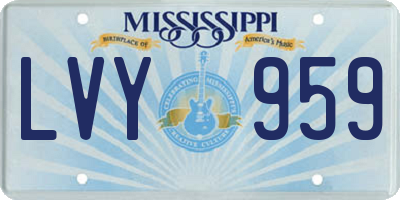 MS license plate LVY959