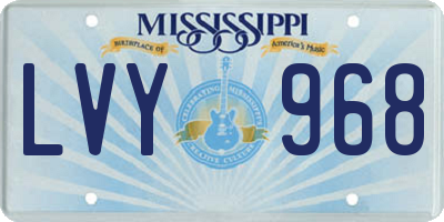 MS license plate LVY968
