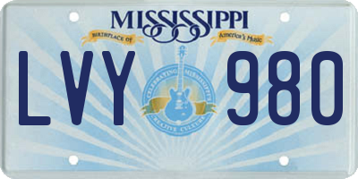 MS license plate LVY980