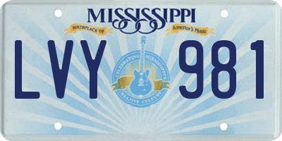 MS license plate LVY981