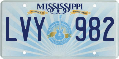 MS license plate LVY982