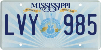 MS license plate LVY985