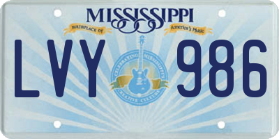 MS license plate LVY986
