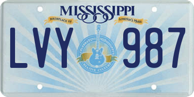 MS license plate LVY987