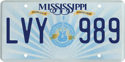 MS license plate LVY989