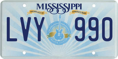 MS license plate LVY990