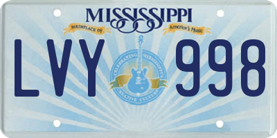 MS license plate LVY998