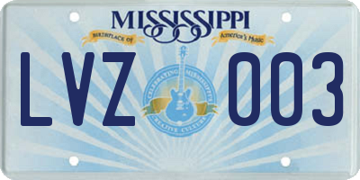 MS license plate LVZ003