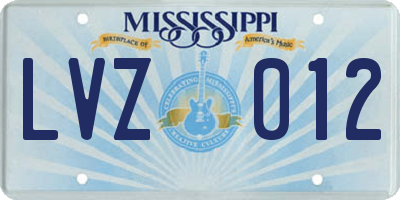 MS license plate LVZ012