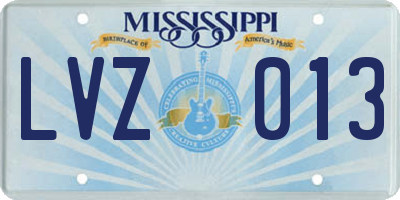 MS license plate LVZ013
