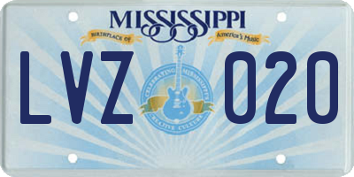 MS license plate LVZ020
