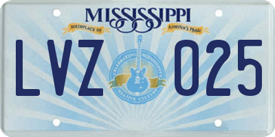 MS license plate LVZ025