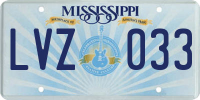 MS license plate LVZ033