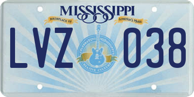 MS license plate LVZ038