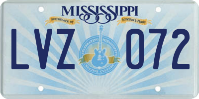 MS license plate LVZ072