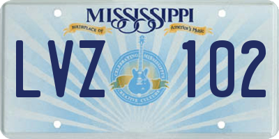 MS license plate LVZ102