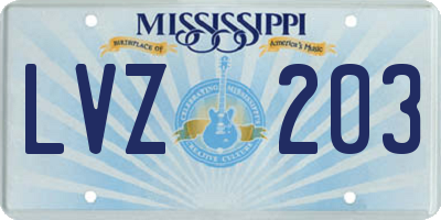 MS license plate LVZ203