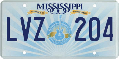 MS license plate LVZ204