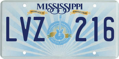 MS license plate LVZ216