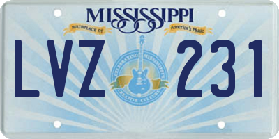 MS license plate LVZ231