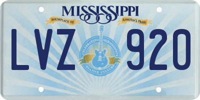 MS license plate LVZ920