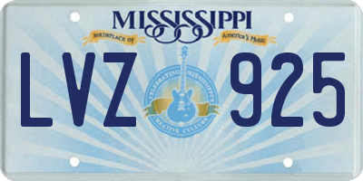 MS license plate LVZ925