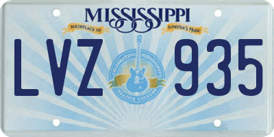 MS license plate LVZ935