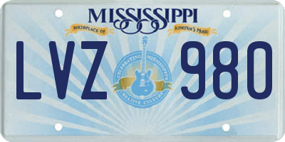 MS license plate LVZ980