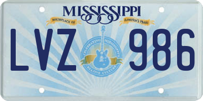 MS license plate LVZ986