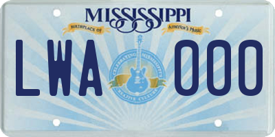 MS license plate LWA000